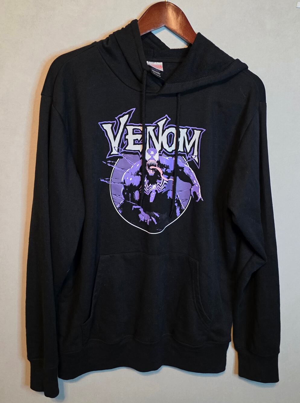 Marvel Men's Venom Graphic Print Hoodie blk/purple/white Venom graphic size M